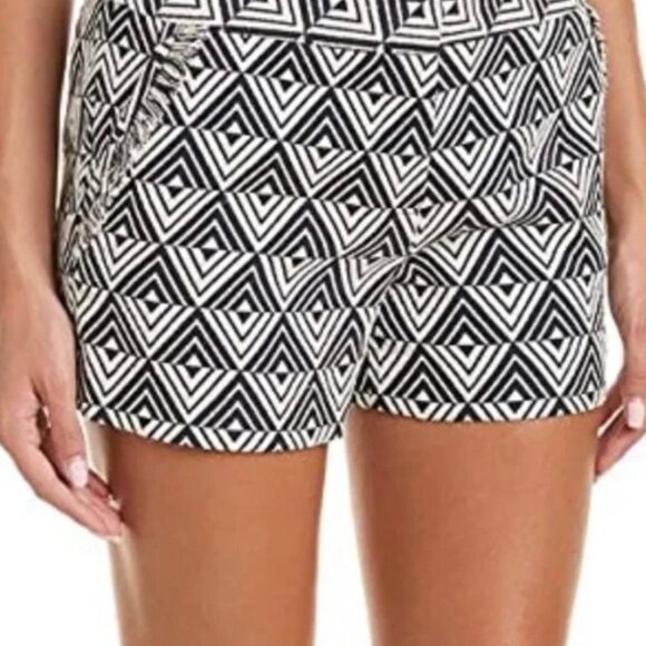 Trina Turk Designer Shorts Sz 4 | Geometric Cream & Navy | Resort Chic! - Picture 2 of 11
